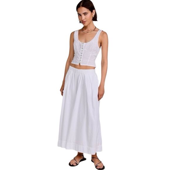 Free People elastic waist cotton pant. White eyelet camisole top elastic. XL - Picture 1 of 13